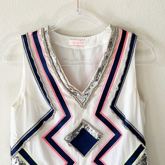 Sass and Bide 100% Silk Embroidered Beaded Sequin Shift Dress - Picture 2 of 15